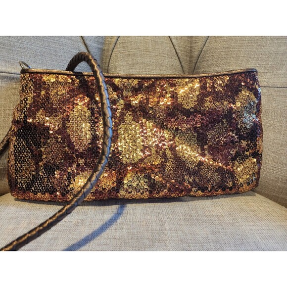 Elliot Lucca Bronze Gold Sequin Crossbody Purse - Date Night, Cocktail Hour - Picture 3 of 4